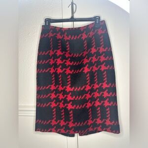 Talbots Red and Black Midi Pencil Skirt for Work